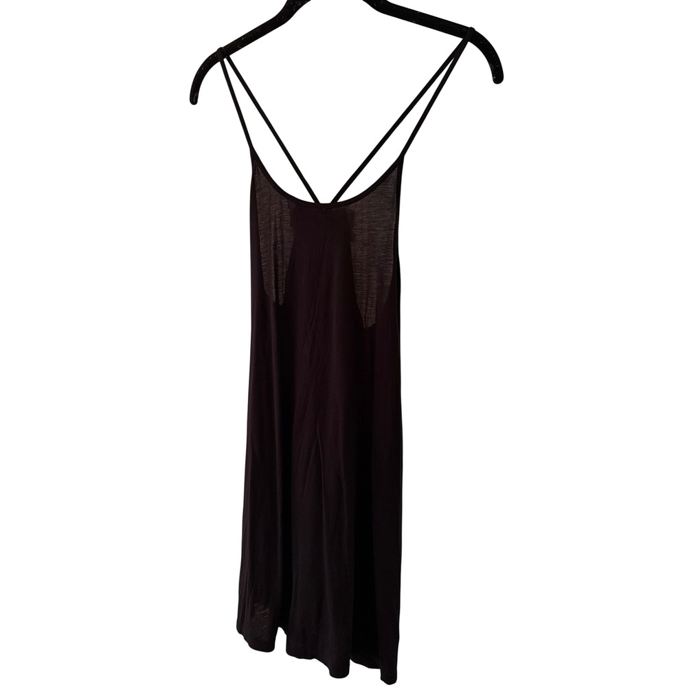 Free People Slip Dress Black Rhinestone Bow Cross Back Strappy Rayon Mini Dress